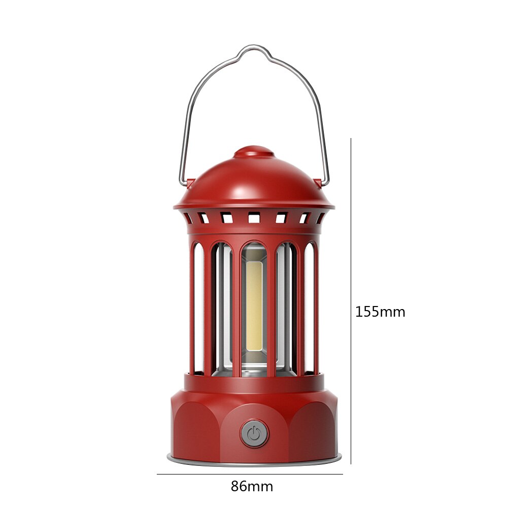 Portable Retro Camping Lantern Emergency COB Camping Light Waterproof Lightweight Tent Lamp with Hook for Outdoor Hiking BBQ