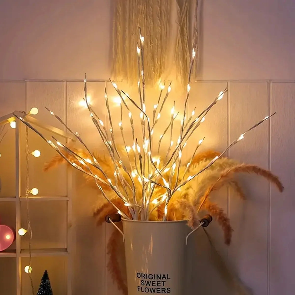 Battery Operated White Birch Branch Lights - 20 LED Decorative Willow Twigs
