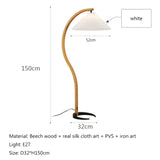 Japanese Curve floor lamp LED Soild Wood stading Lamp pleated lampshade Living Room Bedroom Study Decor sofa side reading Light