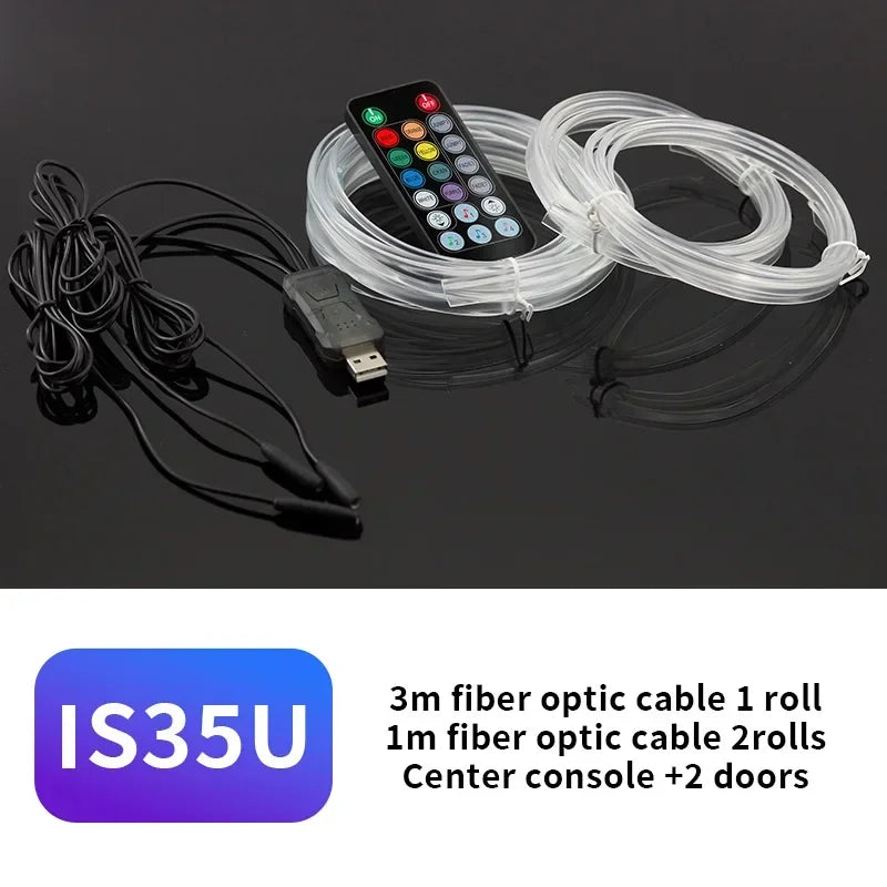 3M USB Blue LED Car Lnterior Atmosphere Light EL Cool Light Line Neon Strip For Automotive DIY Flexible Environmental Lights