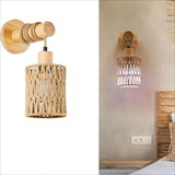 Hemp Rope Wall Sconce - Modern Farmhouse Cylinder Light for Bedroom & Hallway