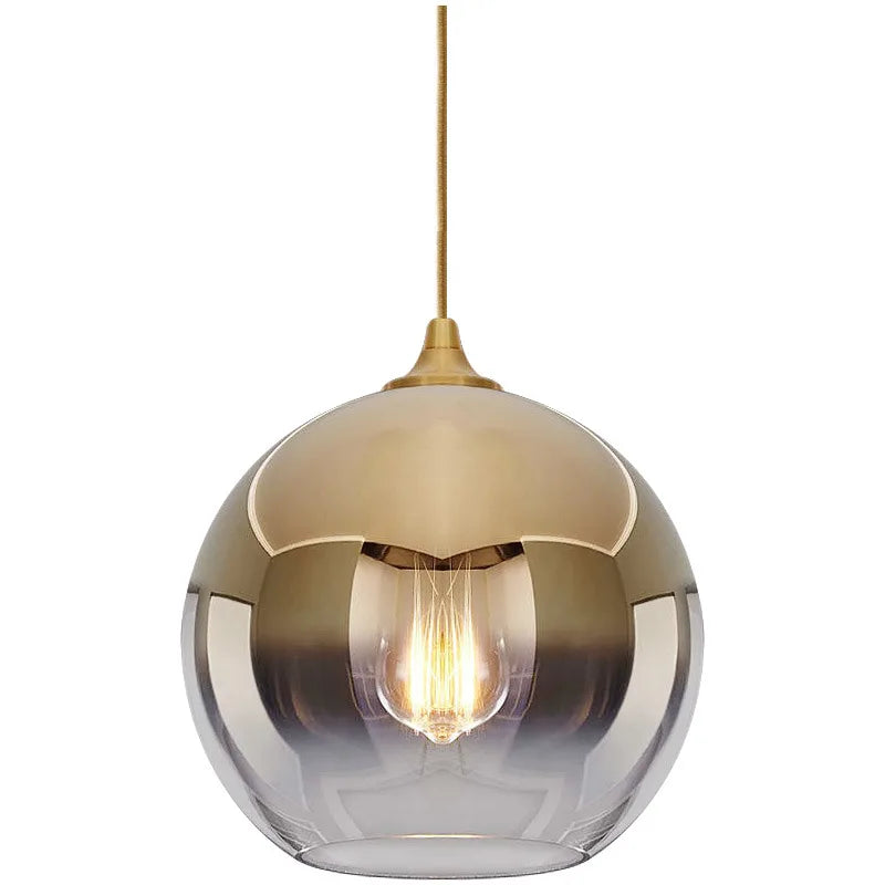Modern Gold Silver Glass Ball Pendant Light Lighting for Living Dining Meeting Room Bedroom Bar Indoor Decoration Hanging Lamps