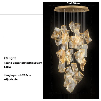 Luxury Hanging Acrylic Chandeliers for Bedroom Living Dining Room Office Hall Iron Paper Hanging Lamps Nordic Branch Chandeliers