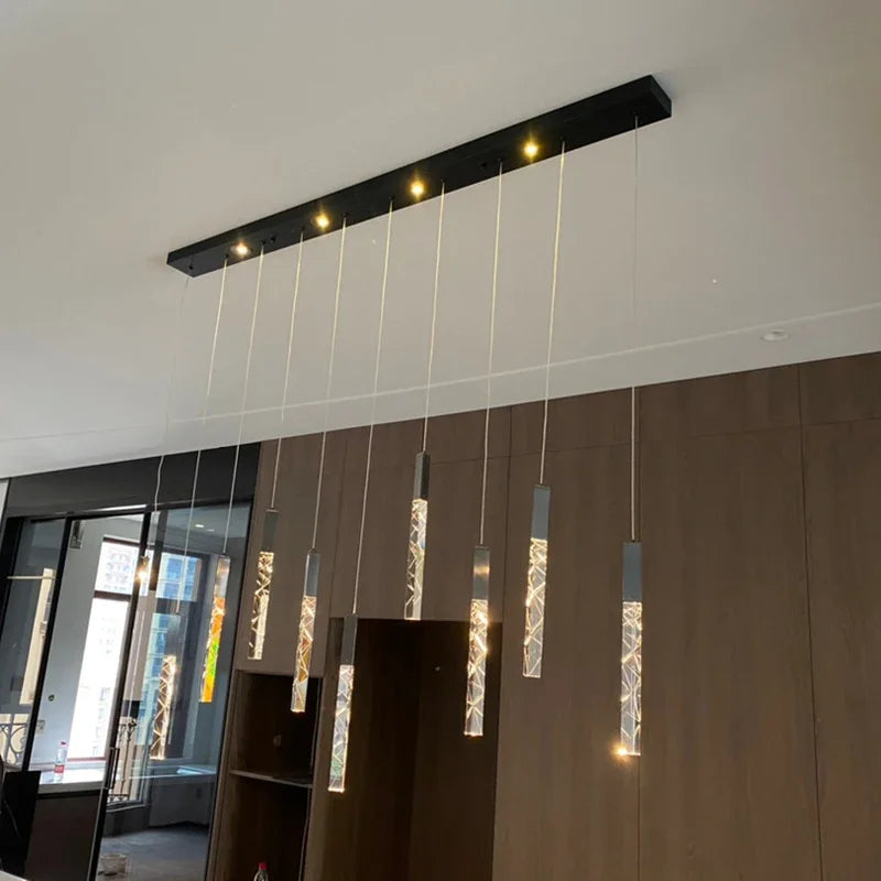 Modern Loft LED Chandelier K9 Crystal Chrome Duplex Stair Chandelier Living Room Hotel Ceiling Hanging Light Luxury Pendant Lamp