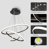 Nordic 3-Ring LED Chandelier - Modern Minimalist Pendant Lamp for Living Room