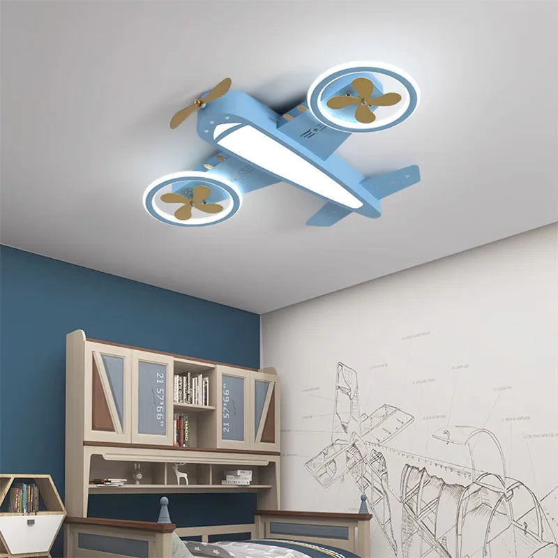 Blue Passenger Airplane Children's Room Airplane Ceiling Lights LED Nordic Modern Bedroom Airplane Ceiling Lamps Home Decor
