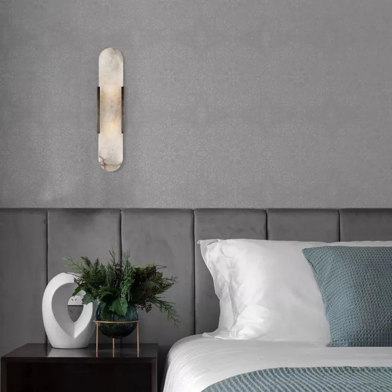 Modern Wall Light Minimalist Luxury Marble Sconce New Nordic Living Room Villa TV Background Bedroom Bedside Mirror Decors Lamps