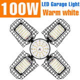 200W Deformable LED Garage Light (E26/E27) AC85-265V - Foldable High Bay Ceiling Lamp for Workshop, Warehouse & Basement