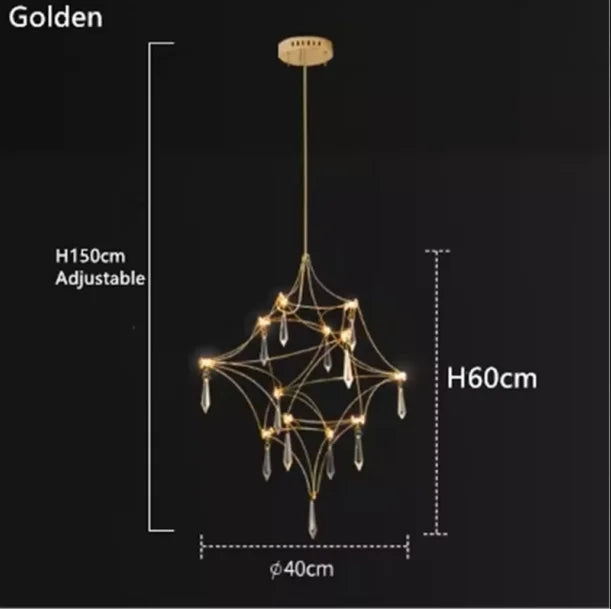Starry Sky Villa Living Room Large Pendant Italian Minimalist Restaurant Lighting Modern Art Loft Staircase Crystal Pendant