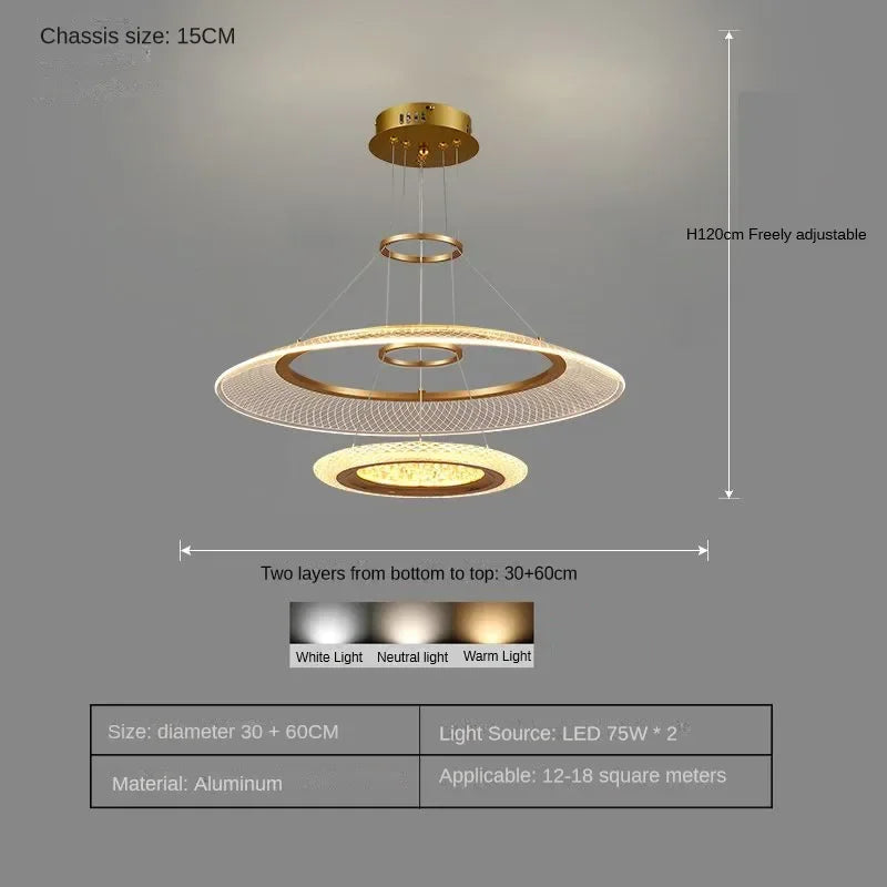 Modern LED Screw Living Room Chandelier Luxury Ring Villa Pendant Lamp Atmosphere Kitchen Island Art Decoration Lighting Fixture