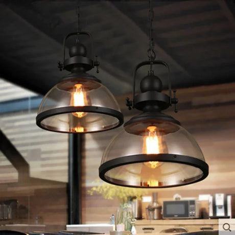 Iron LED Pendant Lights Loft Industrial Kitchen Hanging Lamp for Dining Room Decors Home Light Fixtures Glass Lampshade