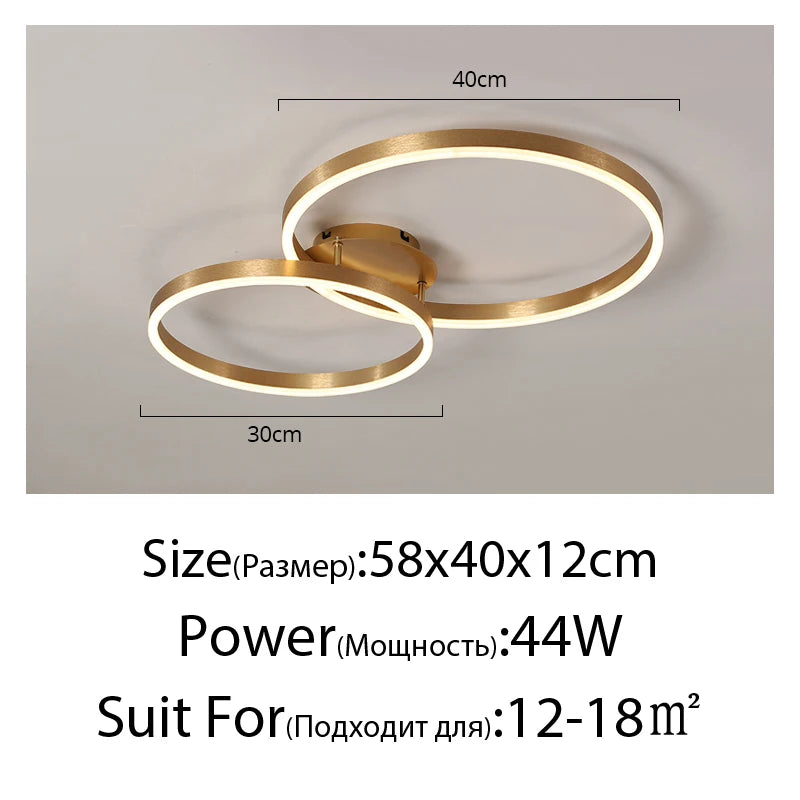 Nordic Creative Led Circle Chandeliers Bedroom Living Dining Room Lighting Chandelier Home Indoor Lamps Golden Brown Glossy Lamp