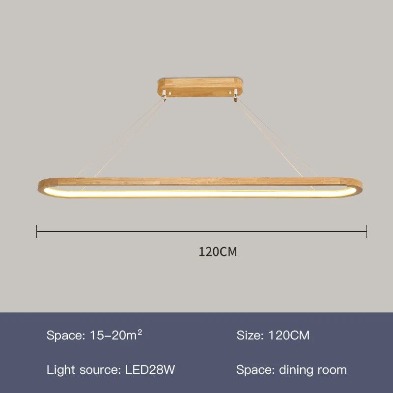Wood/LED Pendant Lamp For Dining Room Minimal Home Decor Long Table Ring Kitchen Modern Hanging Chandelier Indoor Light Fixture