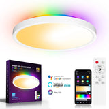 Smart 30W LED Ceiling Lamp with RGBIC Backlight - Alexa & Google Assistant Light