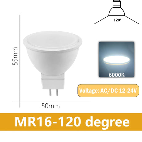LED Spotlight MR16 12PCS GU5.3 Low Voltage AC/DC12V-24V  3-7W 120/38 Degree Warm White Light No Flicker for Home and Office
