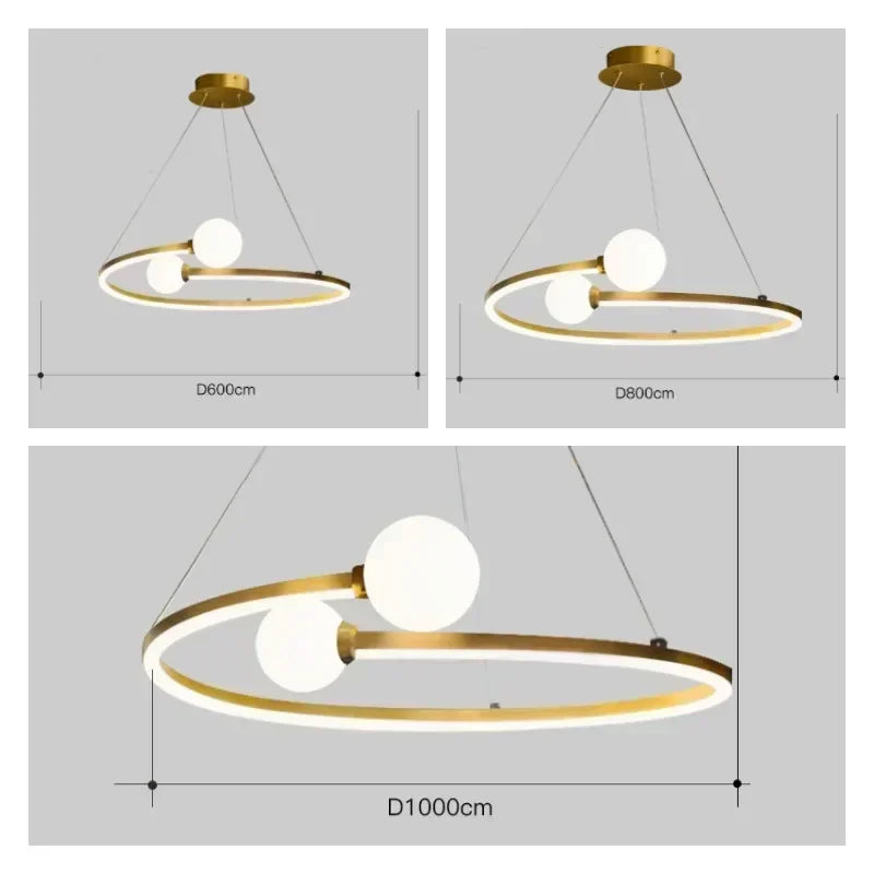 Nordic Minimalist Ring Pendant Lamp Dimmable for Table Dining Room Kitchen Island Bedroom Chandelier Lustre Lighting Fixture