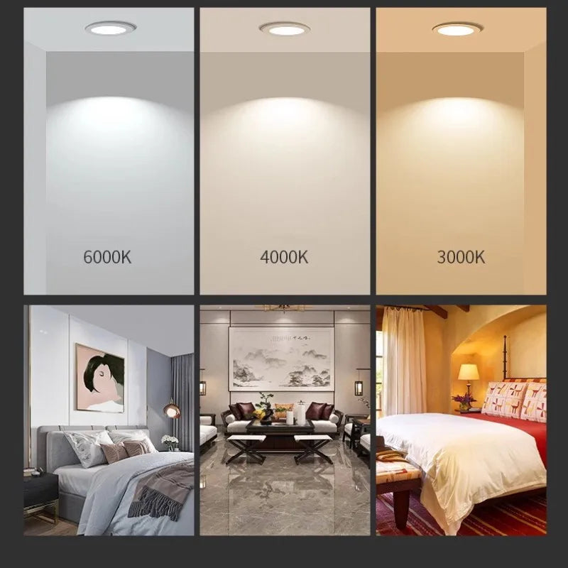1pcs LED panel recessed LED downlight 9W 15W 18W 24W 30W square round LED ceiling light AC110V -220V