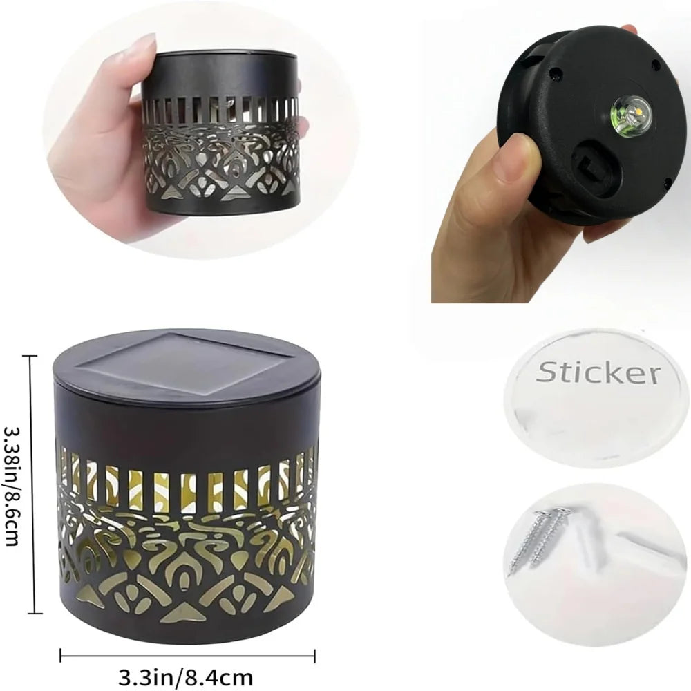 Decorative Solar Mandala Lights Solar Powered Outdoor Deck Step Wall Lights for Terrace, Courtyard, Backyard, Garden Decor