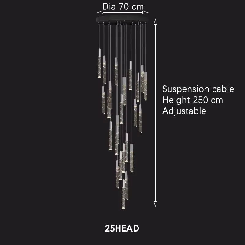 Modern Loft LED Chandelier K9 Crystal Chrome Duplex Stair Chandelier Living Room Hotel Ceiling Hanging Light Luxury Pendant Lamp