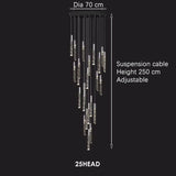 Modern Loft LED Chandelier K9 Crystal Chrome Duplex Stair Chandelier Living Room Hotel Ceiling Hanging Light Luxury Pendant Lamp