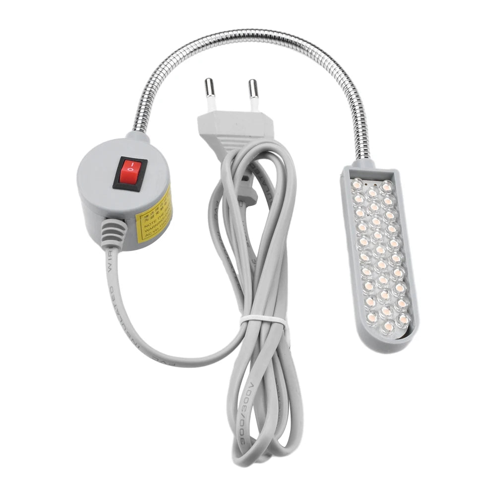 30-LED Industrial Sewing Machine Light with Magnetic Base & Flexible Gooseneck (EU Plug)