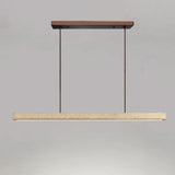 Japanese Wabi Sabi Stone Long Strip Chandelier One Line Down light Restaurant Living Room Office Study Table Light Fixture Wood