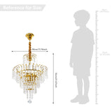 LED Pendant Light Crystal Chandelier, 40x55cm Modern Hanging Lamp for Dining Room, E14 110V Socket (Bulb Not Included), Adjustable Height 11.8inch, Thick Chain & 4.3inch Reinforced Base, Sturdy Iron Glass Construction, Gold F