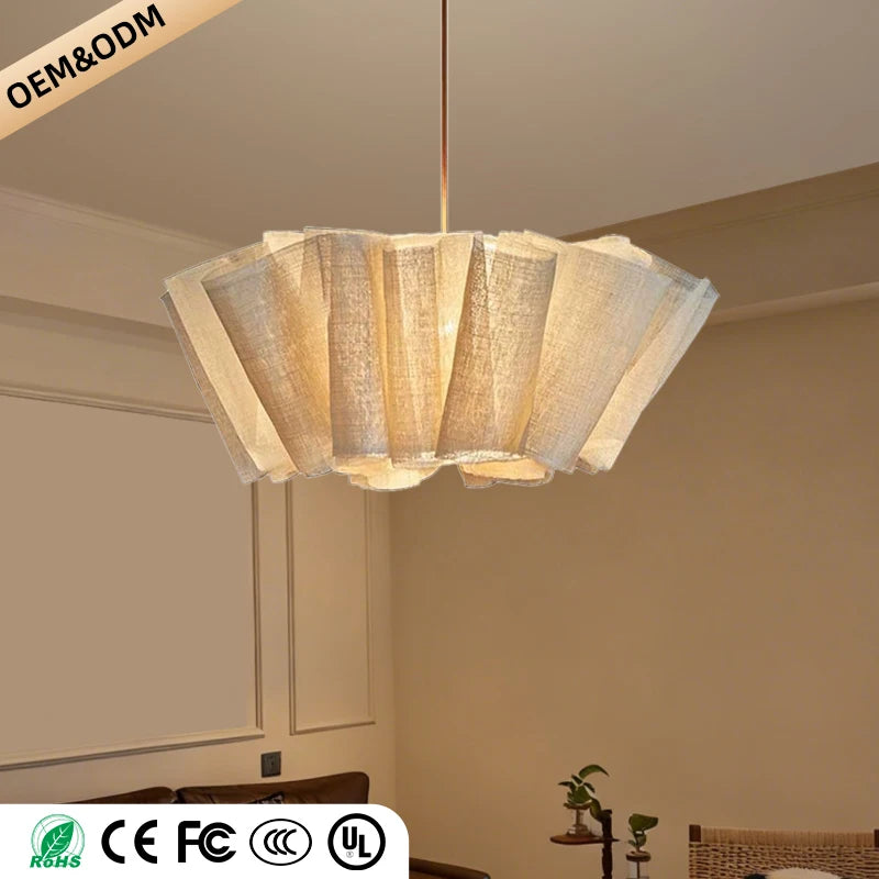 Wabi Sabi Handmade Fabric Chandelier - Vintage LED Pendant Light