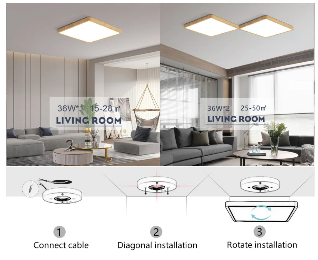 Led Ceiling Lamp Modern Square 2.4cm Ultra Thin 24w 36w Modern Panel Ceiling Lights For Living Room Bedroom Kitchen Indoor Light