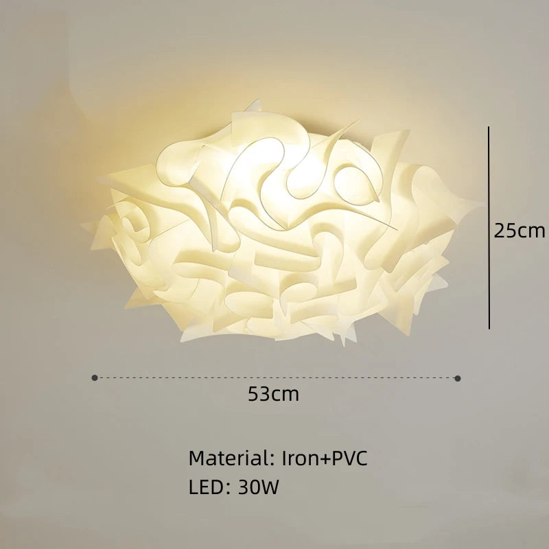 Romantic White Flower LED Ceiling Lamp Bedroom Restaurant Parlor Lighting Remote Control Dimmable Home Decors PVC Dropshipping