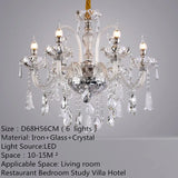 European Luxury Crystal Chandelier LED Living Room Restaurant Bedroom Villa  Hotel Duplex Building Candle Pendent Lamp