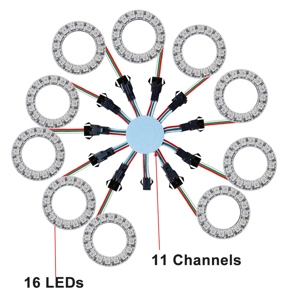 LED Sparkle Ring Light Circle Module WS2812B Individually Addressable RGB Atmosphere Lamp 17 Key Music Remote Control for Party