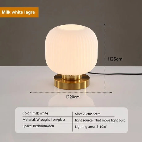 Retro Glass Table Lamp Pumpkin Ball Desk Light For Restaurant Study Living Room Bedside Hotel Villa Home Decors Luster's Lamp