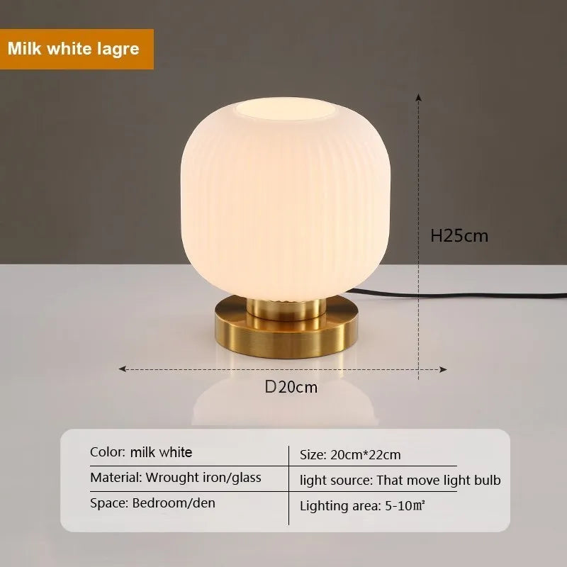 Retro Glass Table Lamp Pumpkin Ball Desk Light For Restaurant Study Living Room Bedside Hotel Villa Home Decors Luster&#39;s Lamp