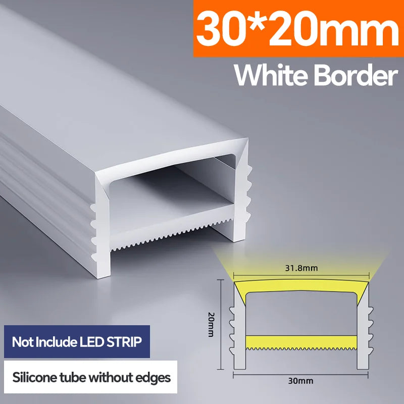 Light Strip Silicone Tube LED Diffuser Flexible Black and White Lampshade with Edge Contour Light Mask Plate Cover