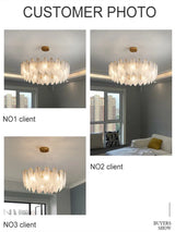 Modern Luxury Glass Feather Chandelier Lighting Lustre Suspension Luminaire Lamp for Living Dining Bedroom Kitchen Home Decor