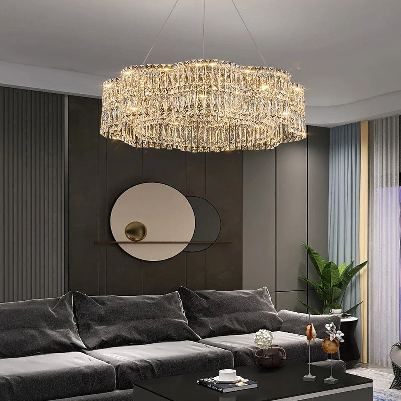 Modern Luxury LED Crystal Chandeliers Home Villa Decoration Living Dining Room Lighting Ceiling Pendant Lights Indoor Fixtures
