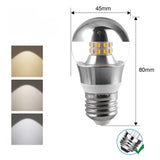 Half Silver Mirror LED Bulb - G45 Crown Silver Globe for Vanities & Pendants