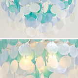 13.8" Natural Capiz Shell Chandelier 3 Light Mi Chandelier Boho Ceilg Light Entryway Light Fixture for Girls' Bedroom Hallway L