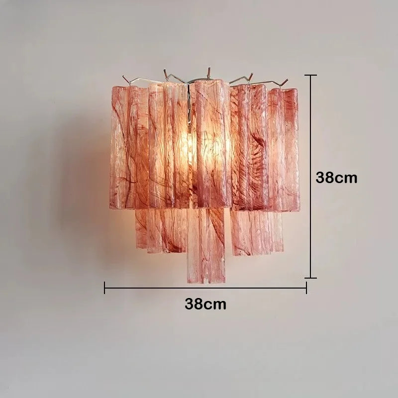 Italian Murano Glass LED Wall Lamp - Luxury Decorative Sconce Light Fixture for Bedroom Bedside, Living Room & Restaurant