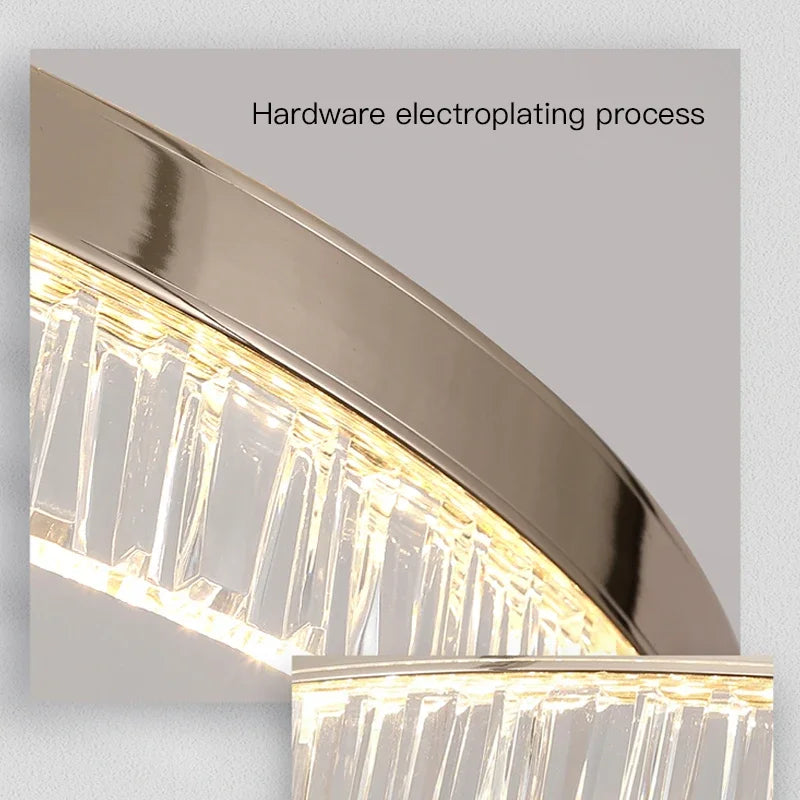 Modern Luxury Style Led Chandelier For Living Room Bedroom Dining Room Pale Gold Luster Lamp Round Ring Design Pendant