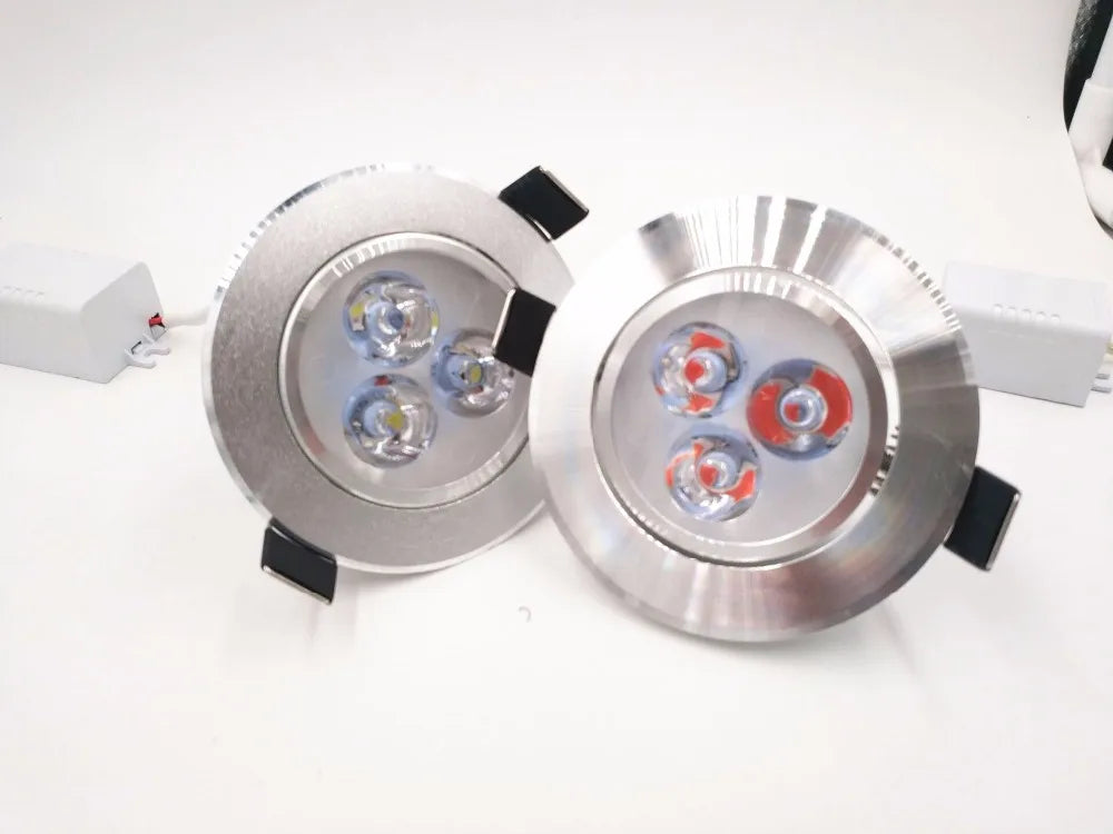 Silver White Ultra Bright LED Downlight - 3W Recessed Ceiling Spotlight