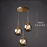 Nordic LED Glass Ball Pendant Lamp Home Indoor Decors Hanging Chandeliers Lighting Dining Room Restaurant Smoke Gray Suspension