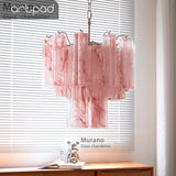 Designer Murano Ceiling Chandeliers Pink Colorful Glass LED Hanging Pendant Lights for Living Dining Room Bar Villa Art Lighting