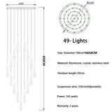 2025 New Modern LED Crystal Pendant Light Lustre Restaurant Bar Composite Staircase Light Living Room Home Decoration Lighting