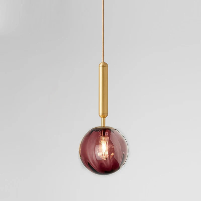 Nordic Colored Glass Pendant Lights Modern Simple Glass Art Hanging Lamp Restaurant Bar Sus pendent Bedroom Bedside Lamp Fixture