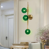 Emerald Green Glass Wall Lamp with Gold Finish, 3 G9 LED Bulbs Included 2700K Warm Light for Bedroom Living Room, Indoor Wall