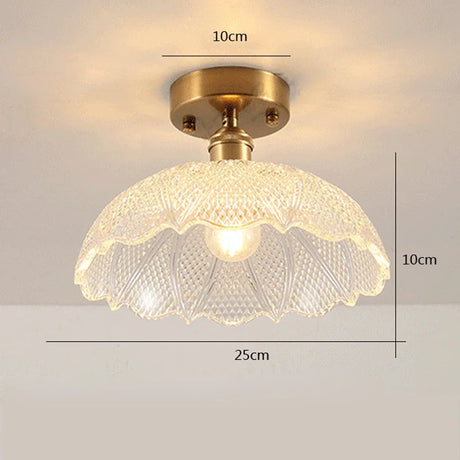 Retro LED Glass Ceiling Lights Nordic Brass Flower Aisle Decors Fixtures Living Room Corridor Balcony lamp Home Lighting Lusters'