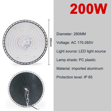 High Bay Light 100W 150W 200W UFO LED 220V 6000K Waterproof IP65 Warehouse Garage Light Super Bright Industrial Lighting