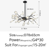 Modern Firefly LED Chandelier Black Gold for Living Room Bedroom Hall Home Decor Indoor Lighting Minimalist Ceiling Pendant Lamp